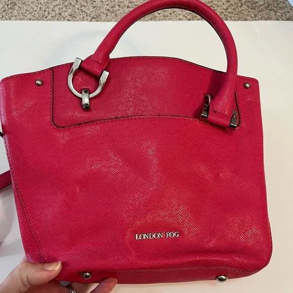 London Fog Women's Purse Crossbody Pink Faux Vegan Leather Shoulder Bag - Picture 8 of 12